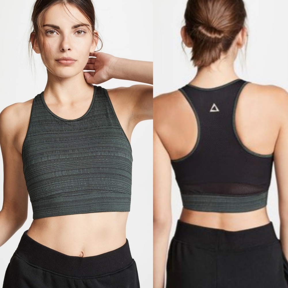 Prismsport Crop Bra Top Green Black Medium